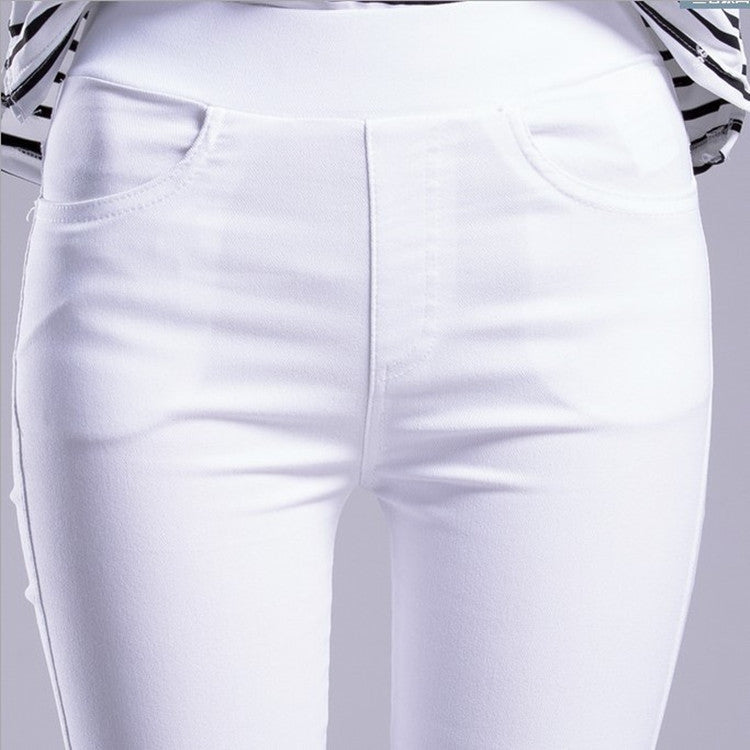 Pantalones pitillo coloridos con cintura elástica y elásticos para exteriores