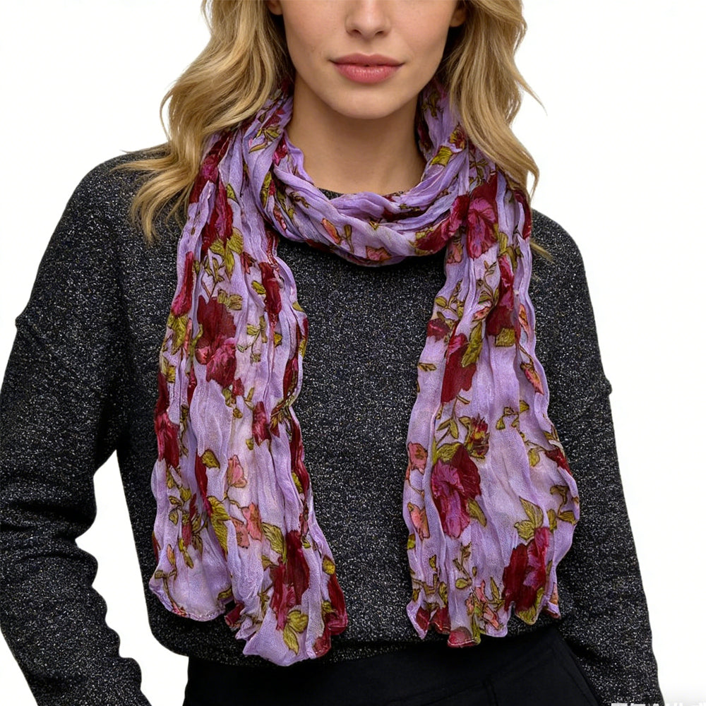 Bufanda de poliéster con estampado magenta vibrante y arrugado, 2 unidades, versátil para uso diario, combina con todo tipo de atuendos informales, ideal para la oficina, para hombres y mujeres.