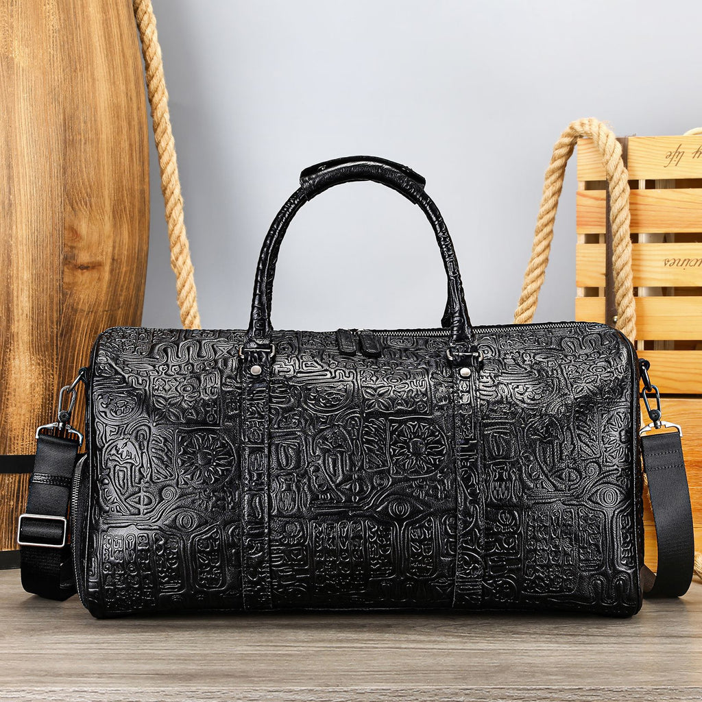 Bolso de mano con diseño retro en relieve para hombre