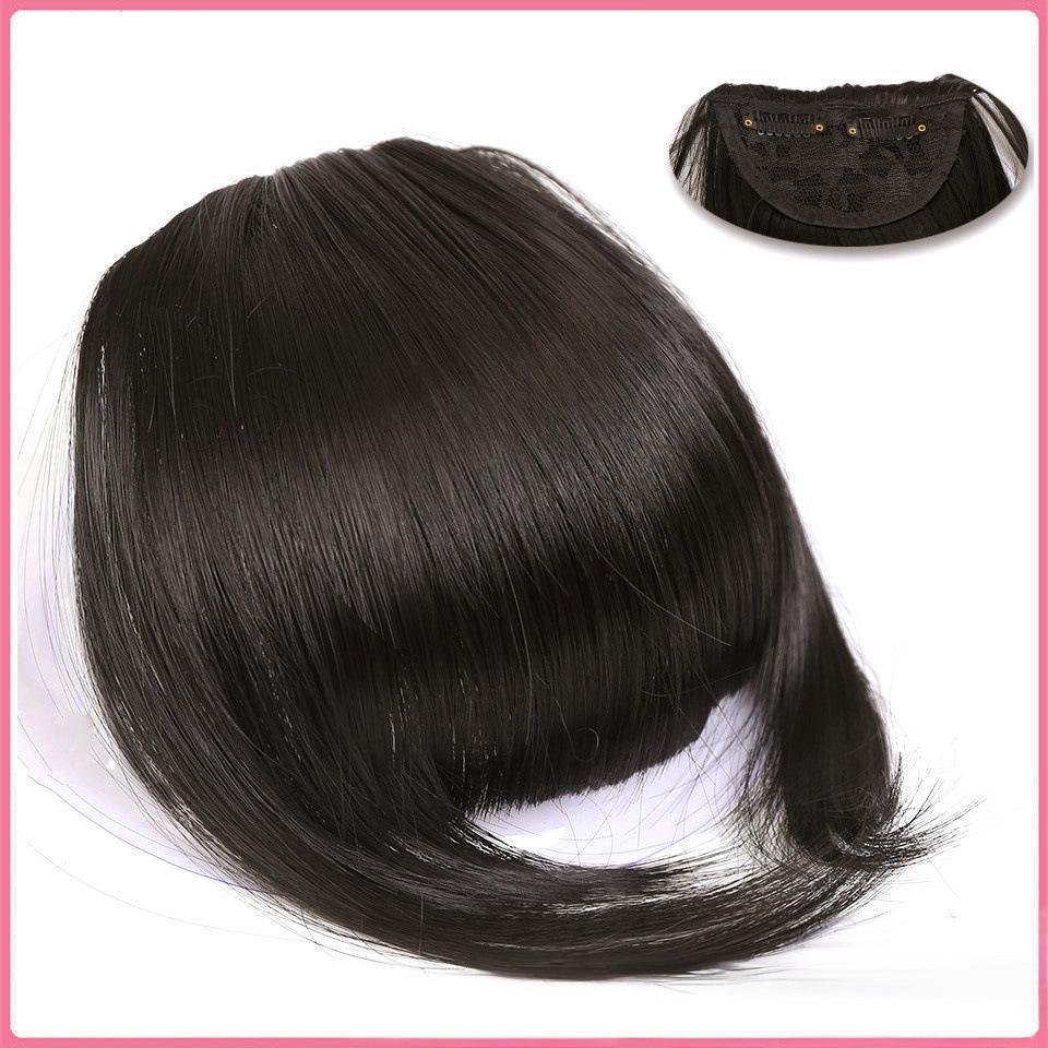 Peluca sintética de estilo europeo y americano con flequillo lateral y pinzas para el pelo para mujer.