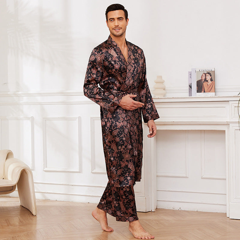 Pijama fino de manga larga para hombre de otoño