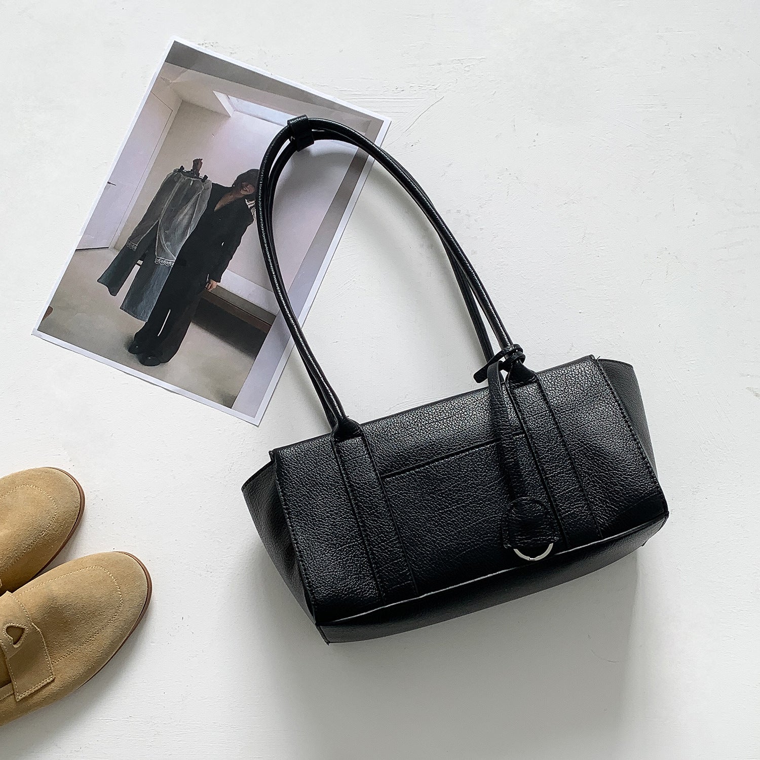 Nuevo bolso retro de gran capacidad para axilas, fabricado en piel sintética.