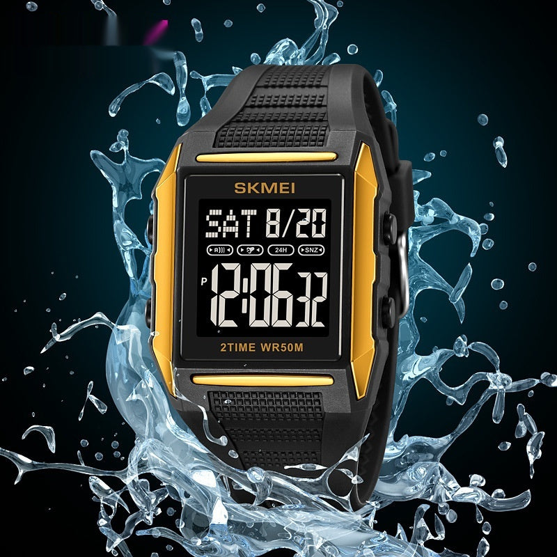 Reloj deportivo electrónico cuadrado, ligero, resistente al agua y luminoso: una opción clásica y elegante.