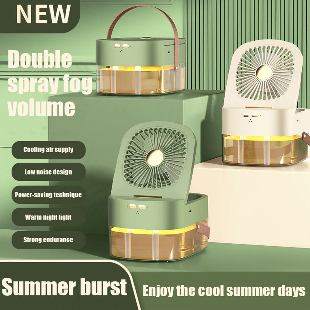 Ventilador humidificador con pulverizador, control remoto de escritorio, mini enfriador de aire con temporizador, gran viento, silencioso, con carga USB
