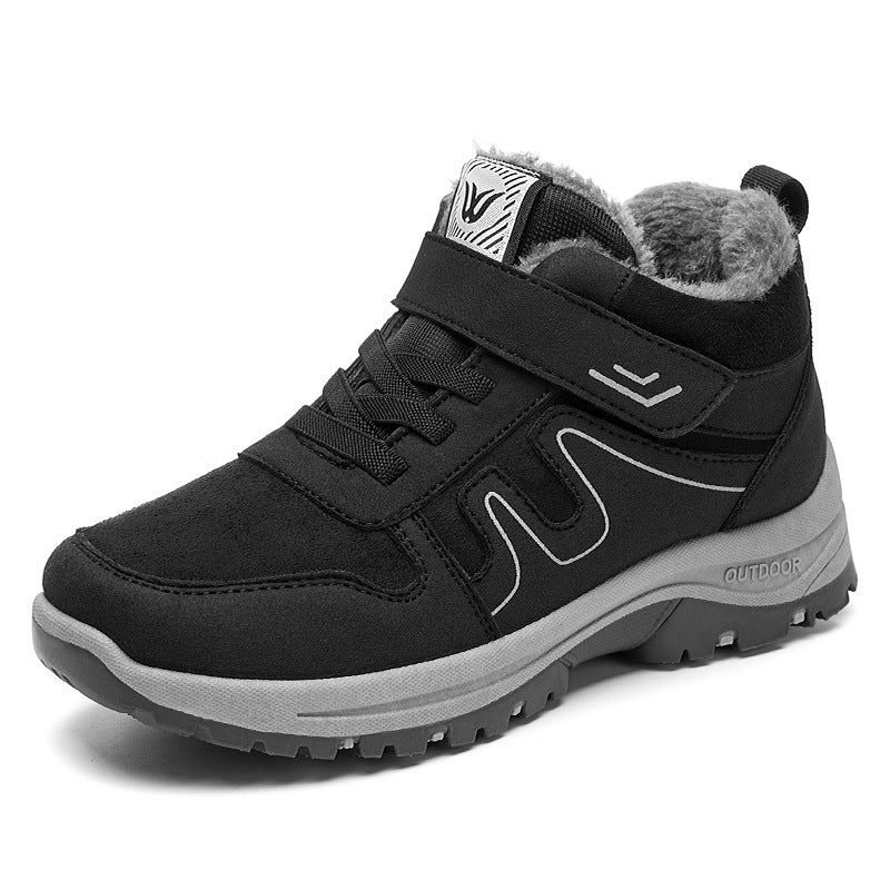 Botas de nieve de algodón para mujer con velcro para invierno en terrenos nevados.