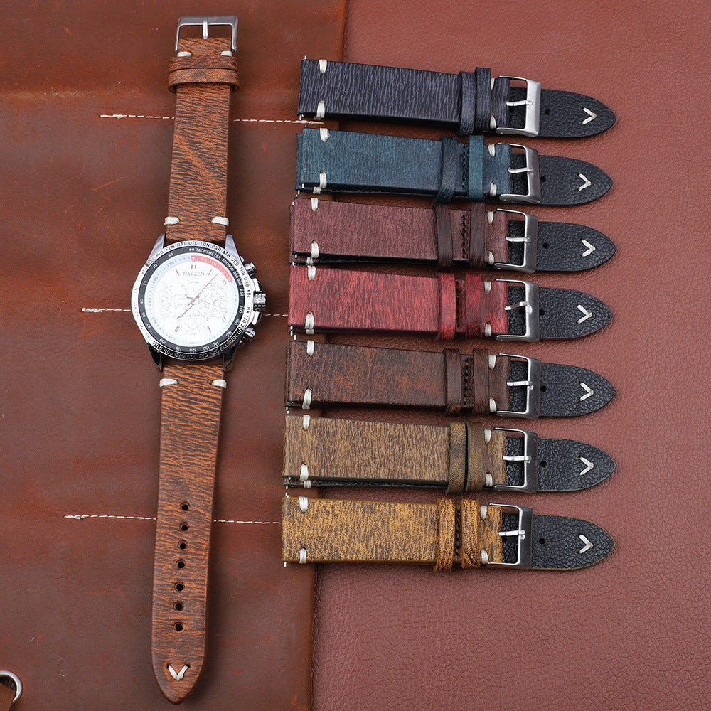 Correa de reloj de cuero versátil con estampado retro de cuello de vaca