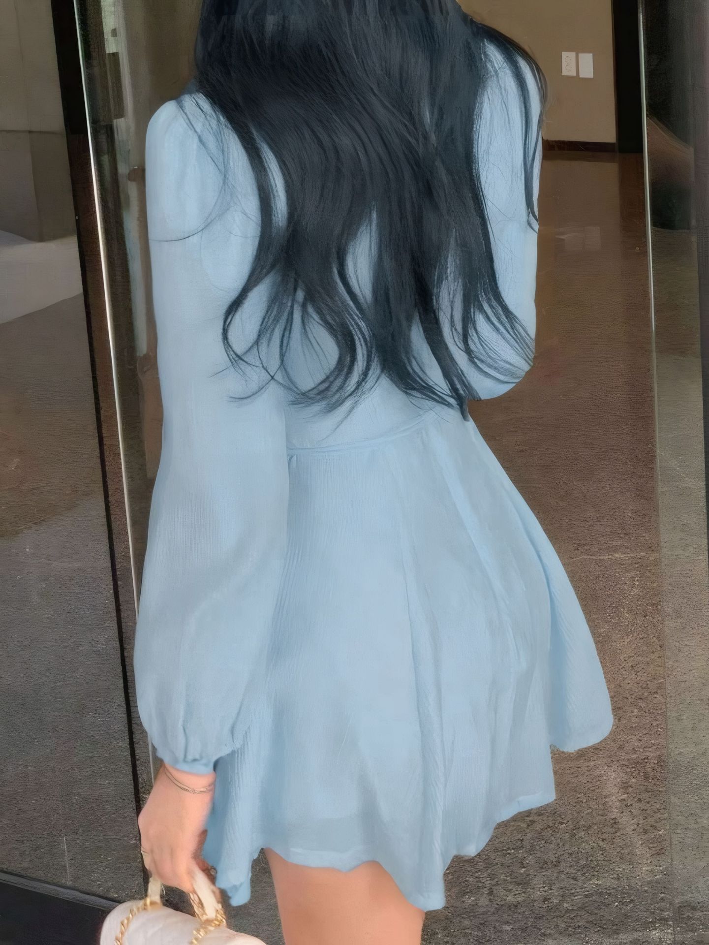Vestido elegante de verano para mujer, estilo coreano, estilo francés, con escote cuadrado y alta gama.