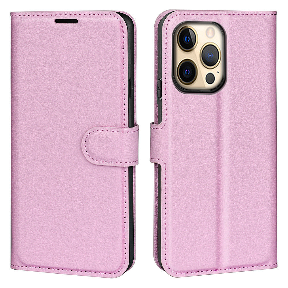 Funda para teléfono con ranura para tarjeta abatible y estampado de lichi