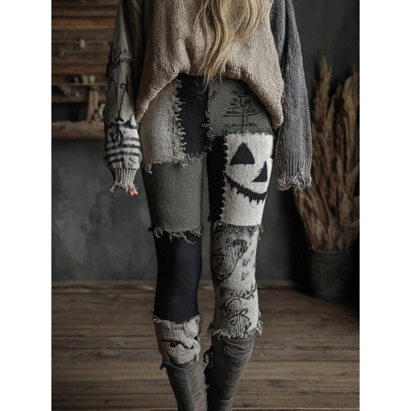 Leggings de punto estampados de moda para mujer que combinan con todo