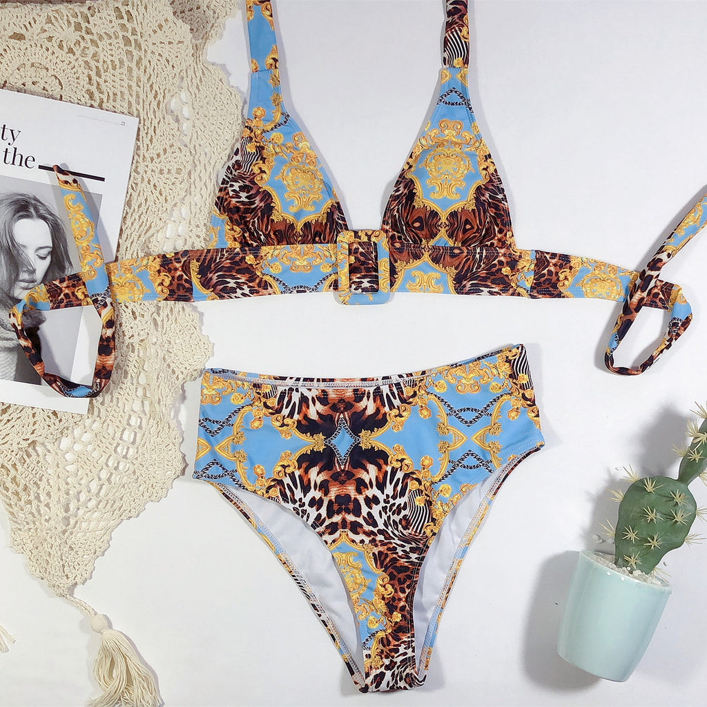 Printed halter bikini Women Two Piece Swimsuit Beach Vacation Summer