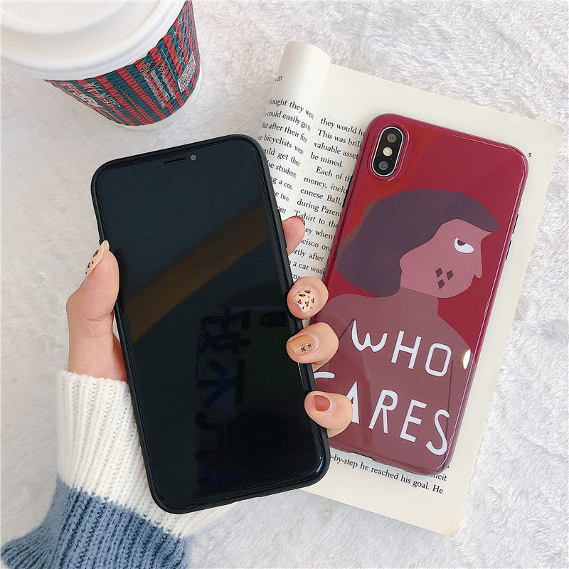 Funda para teléfono con personalidad de chica de color rojo vino de Han Feng