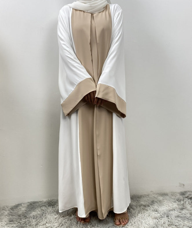 Loose-fitting Long Cardigan-style Patchwork Faux Two-piece Dress