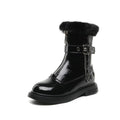 Botas de nieve de piel de conejo brillante