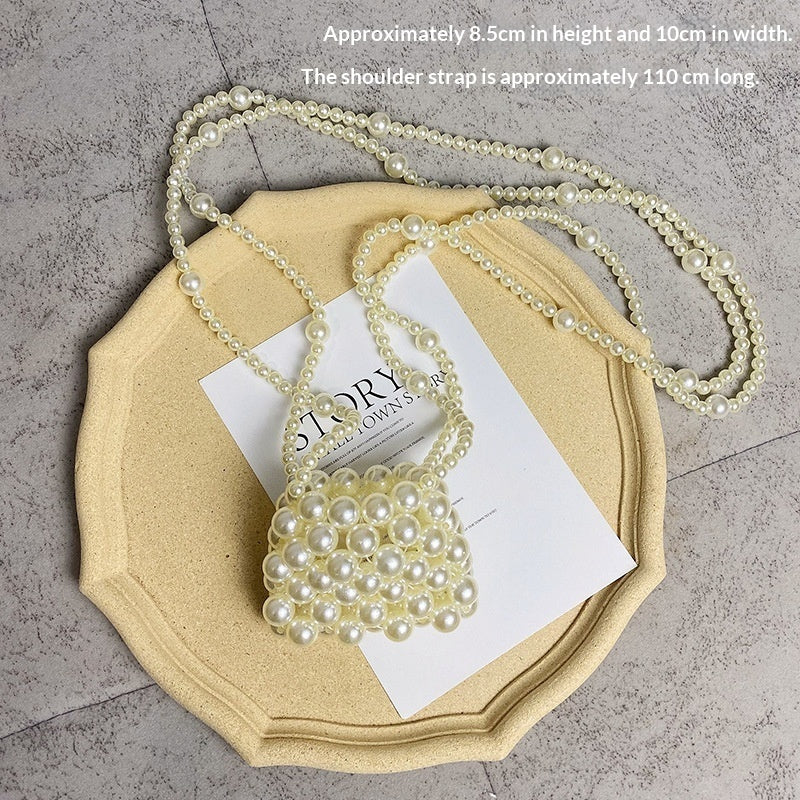 Bolso bandolera de verano versátil, mini, retro, tejido a mano con perlas