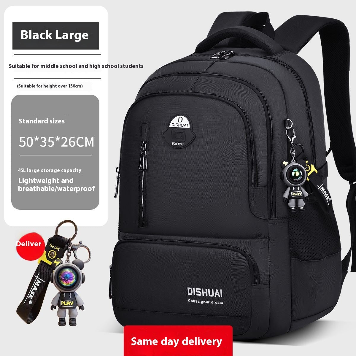 Mochila para niños de gran capacidad y ligera.