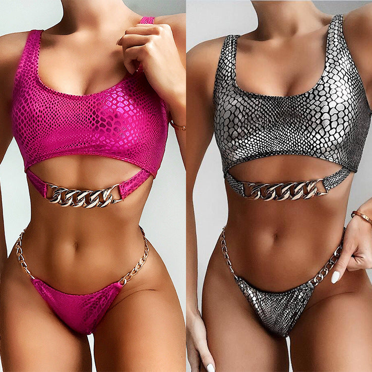 Snake Print Bikini Set Women Two Piece Animal Pattern Swimsuit Beach