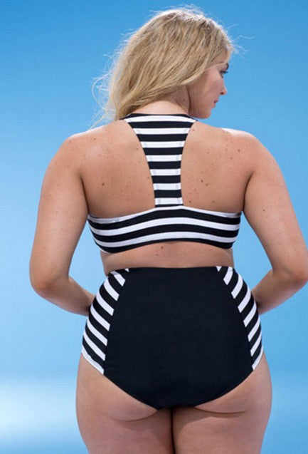 Split stripe bikini Women Two Piece Swimsuit Beach Vacation Summer