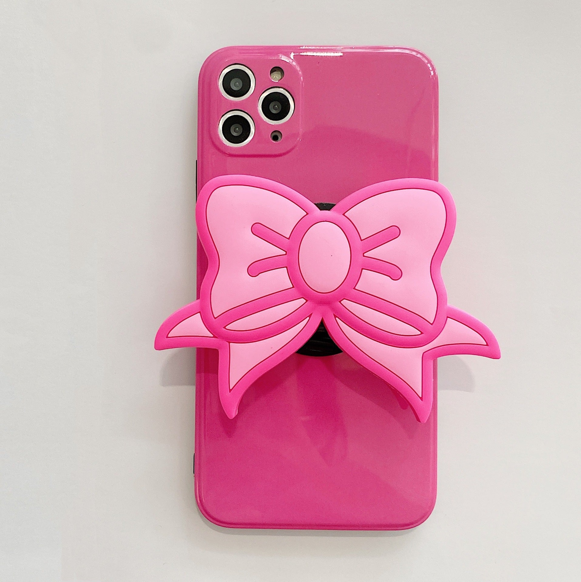Funda para teléfono con soporte y personalidad con lazo rosa de Corea