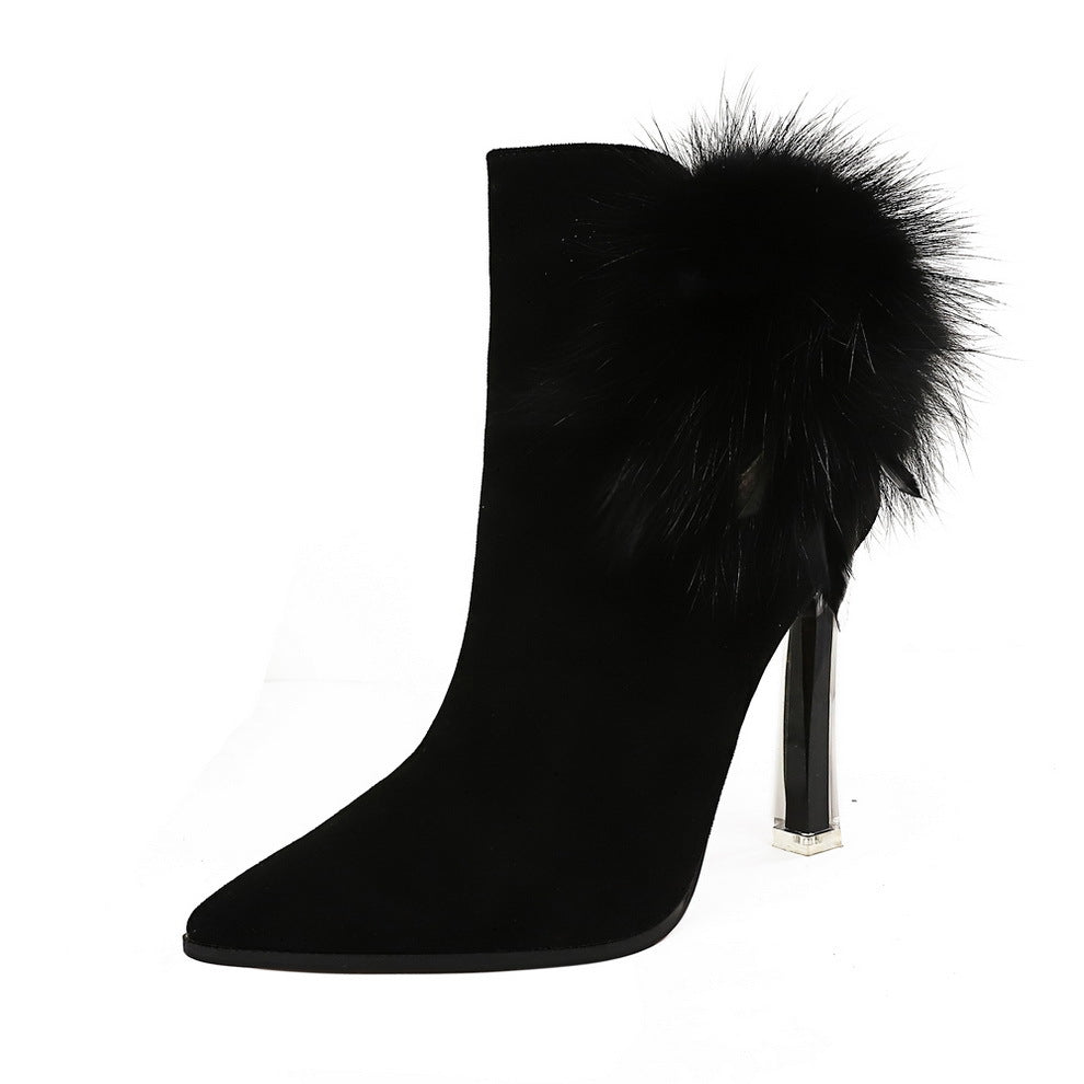 Botas puntiagudas de piel de conejo