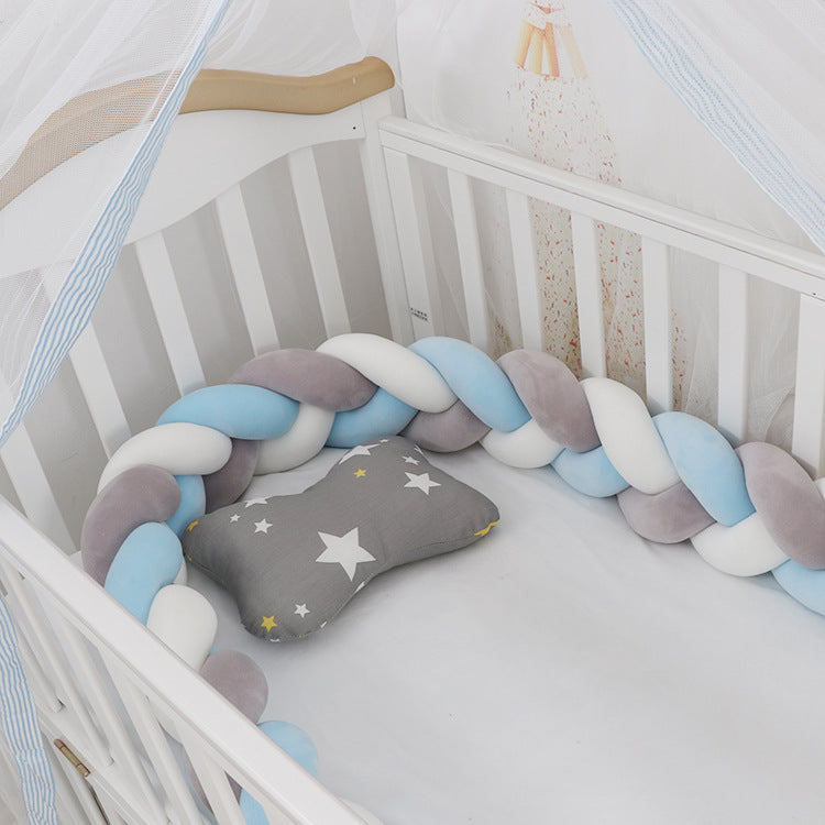 Protector de cuna para bebé, cojín con nudo trenzado, protector de cuna para bebé, decoración de habitación