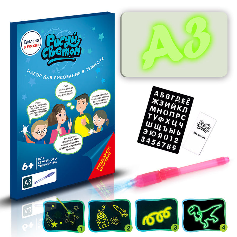 Tablero de dibujo educativo 3D con 8 efectos de luz y rompecabezas