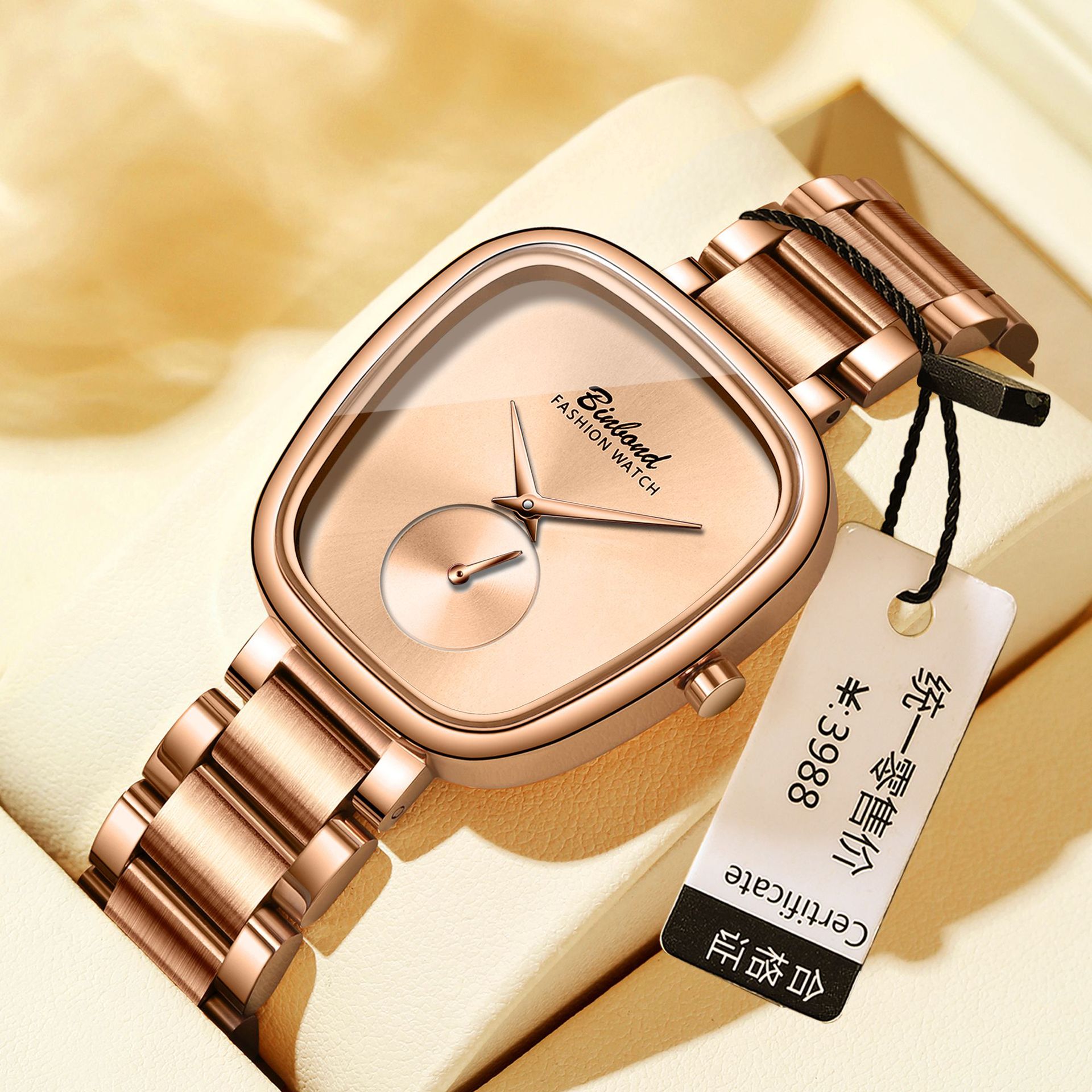 Reloj de cuarzo de acero inoxidable resistente al agua para mujer
