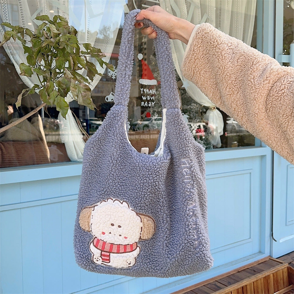 Bolso de hombro de felpa estilo coreano para mujer otoño-invierno