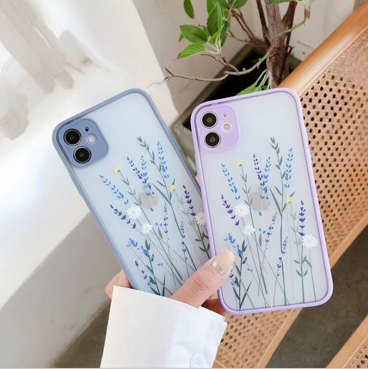 Bonita funda para teléfono con diseño de hojas y flores