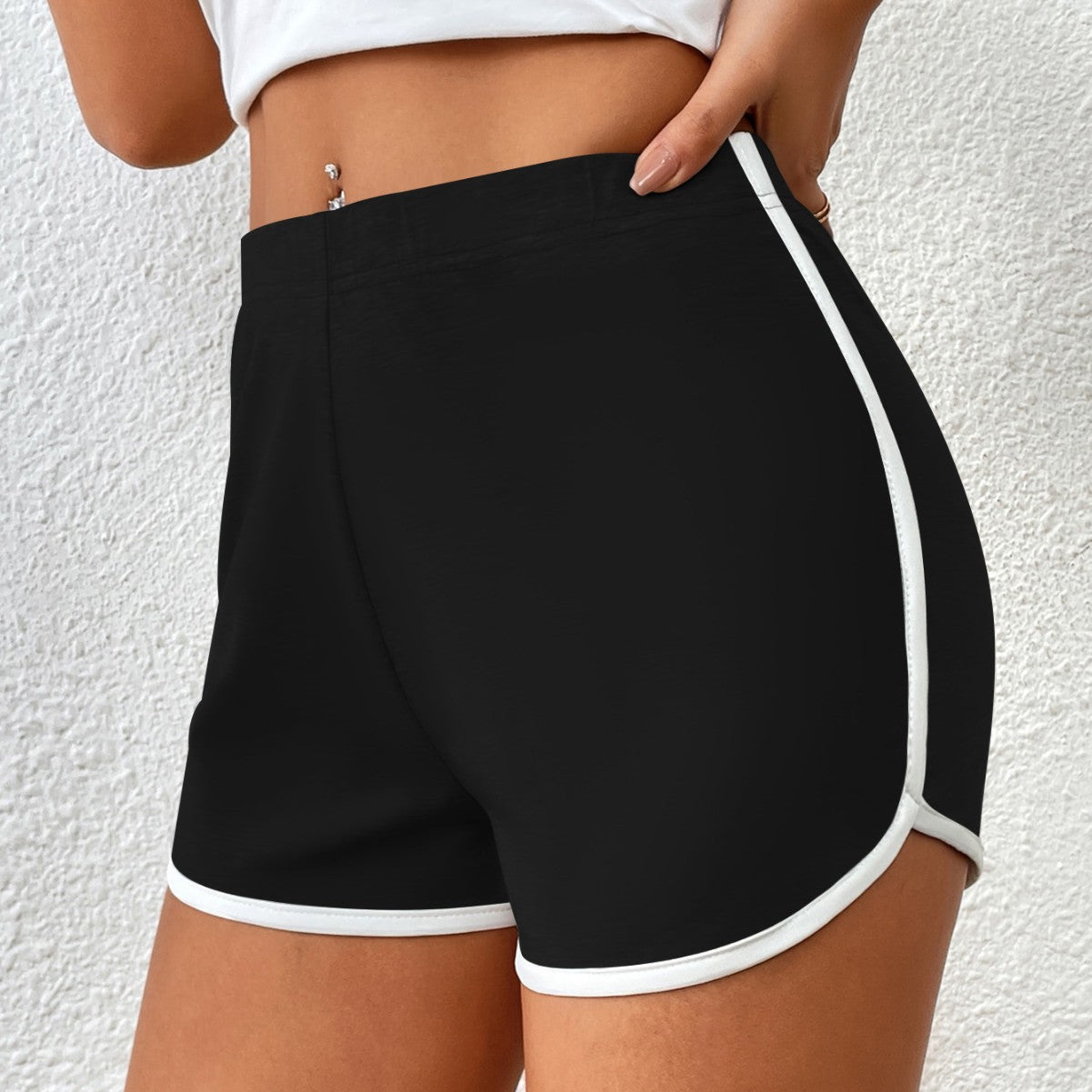 Womens Black And White Contrast Square Swim Trunks