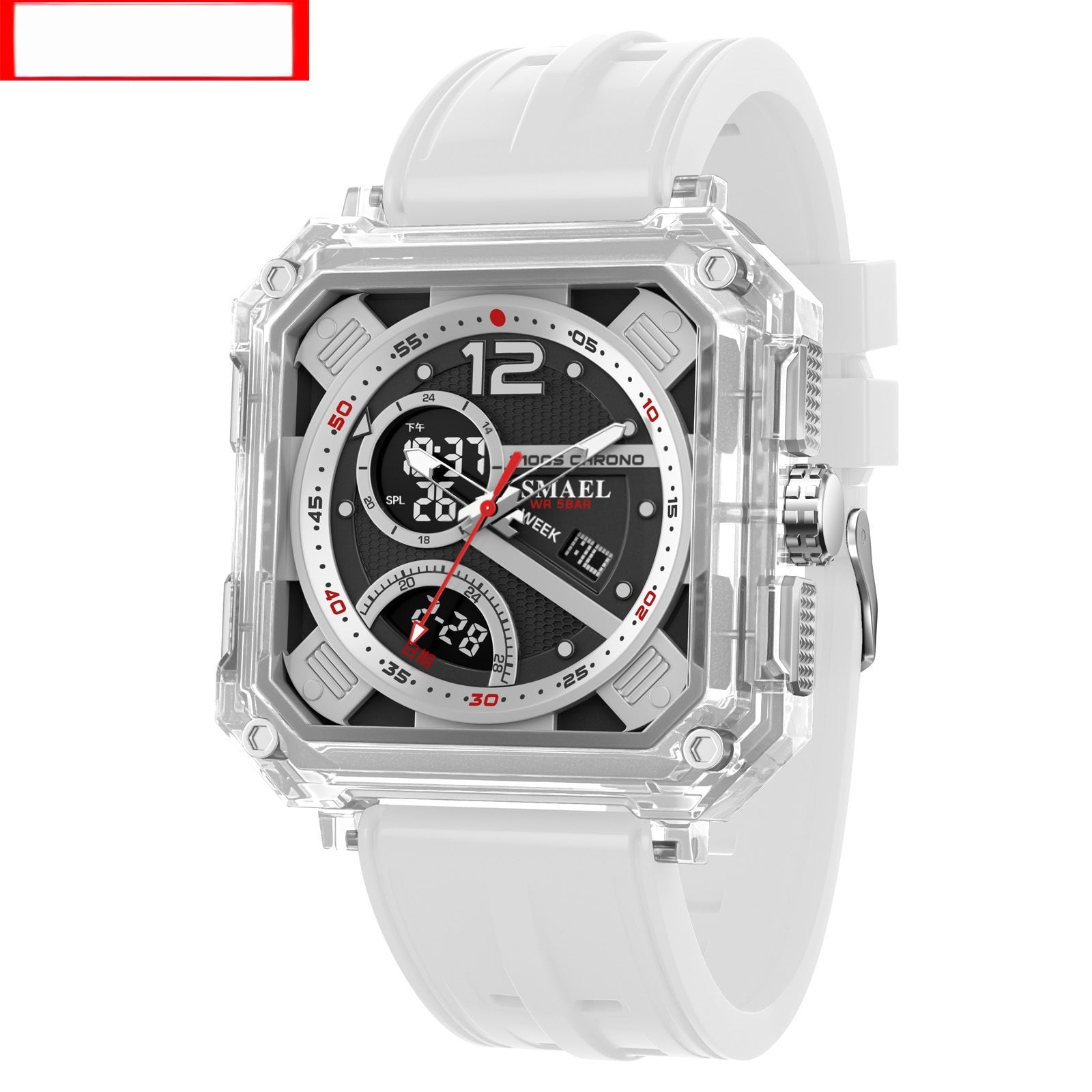 Reloj electrónico moderno y moderno para hombre con cronometraje preciso y diseño funcional.