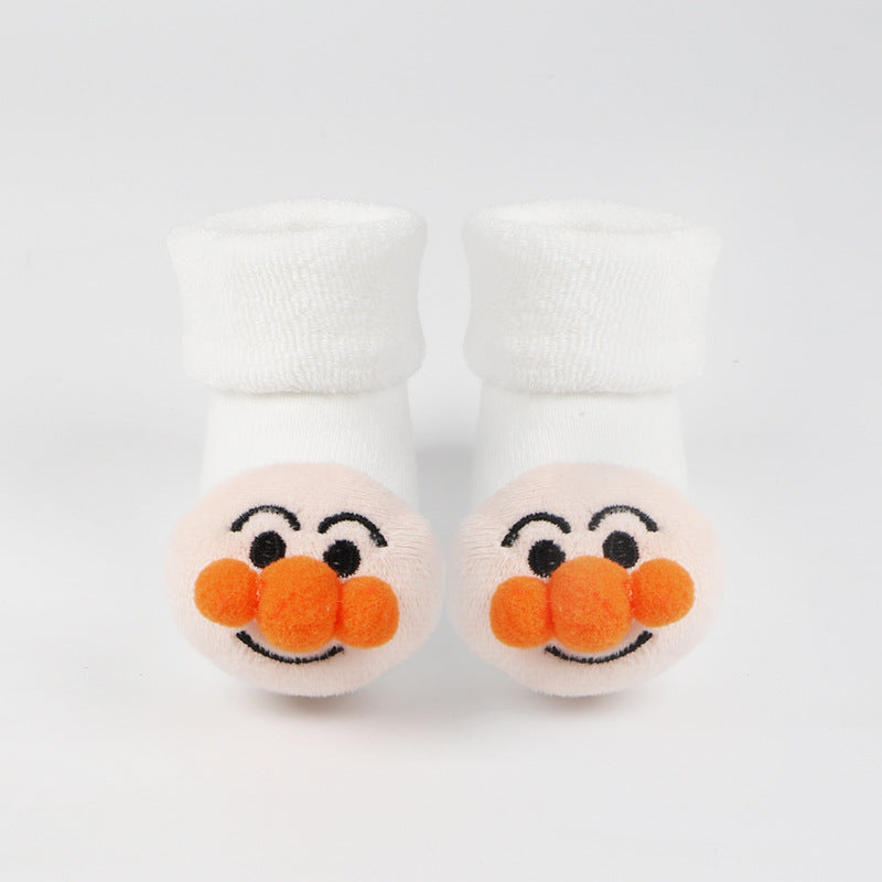 Calcetines de algodón para bebés, niñas y niños, de goma, antideslizantes, con dibujos animados