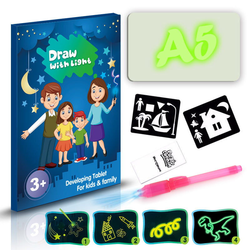 Tablero de dibujo educativo 3D con 8 efectos de luz y rompecabezas