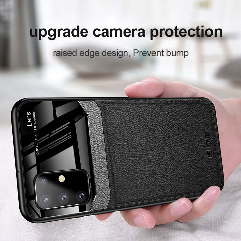 Funda de cuero y vidrio para Samsung S20, a prueba de golpes