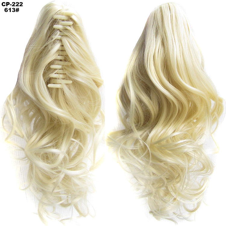 Cola de caballo ondulada larga, envuelta alrededor de la cola de caballo, con clip, tocado, postizo gris, extensiones naturales
