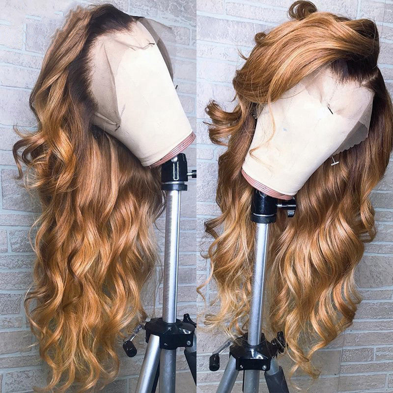Pelucas de cabello humano con frente de encaje ombré y colores vibrantes.