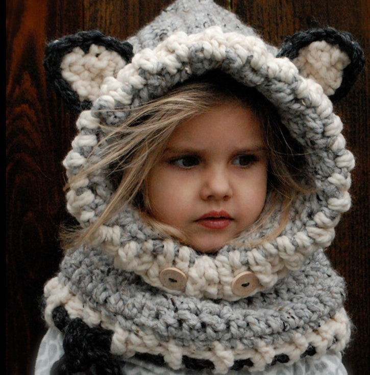Gorro de lana para niños, tejido a mano, cálido, con orejeras, capa, para hombres y mujeres