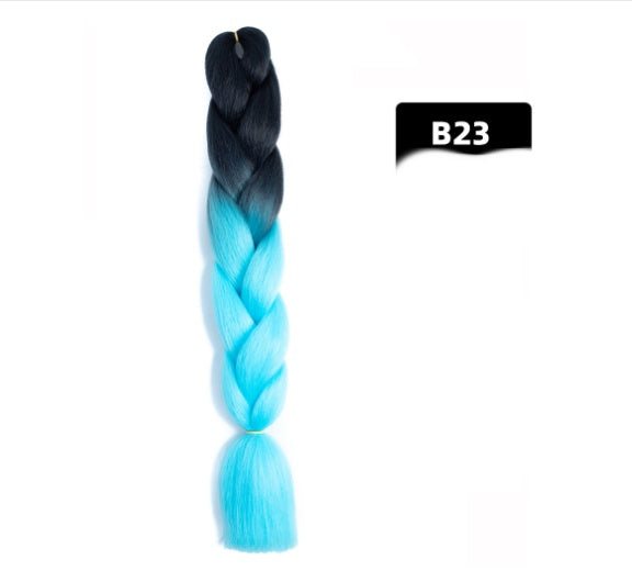 Peluca de seda africana de alta temperatura con fibra química y trenza grande en color degradado