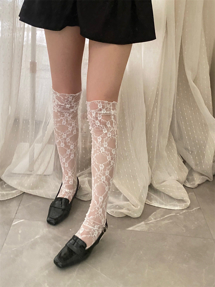 Korean Online Influencer Stretch Lace Over-the-knee Stockings