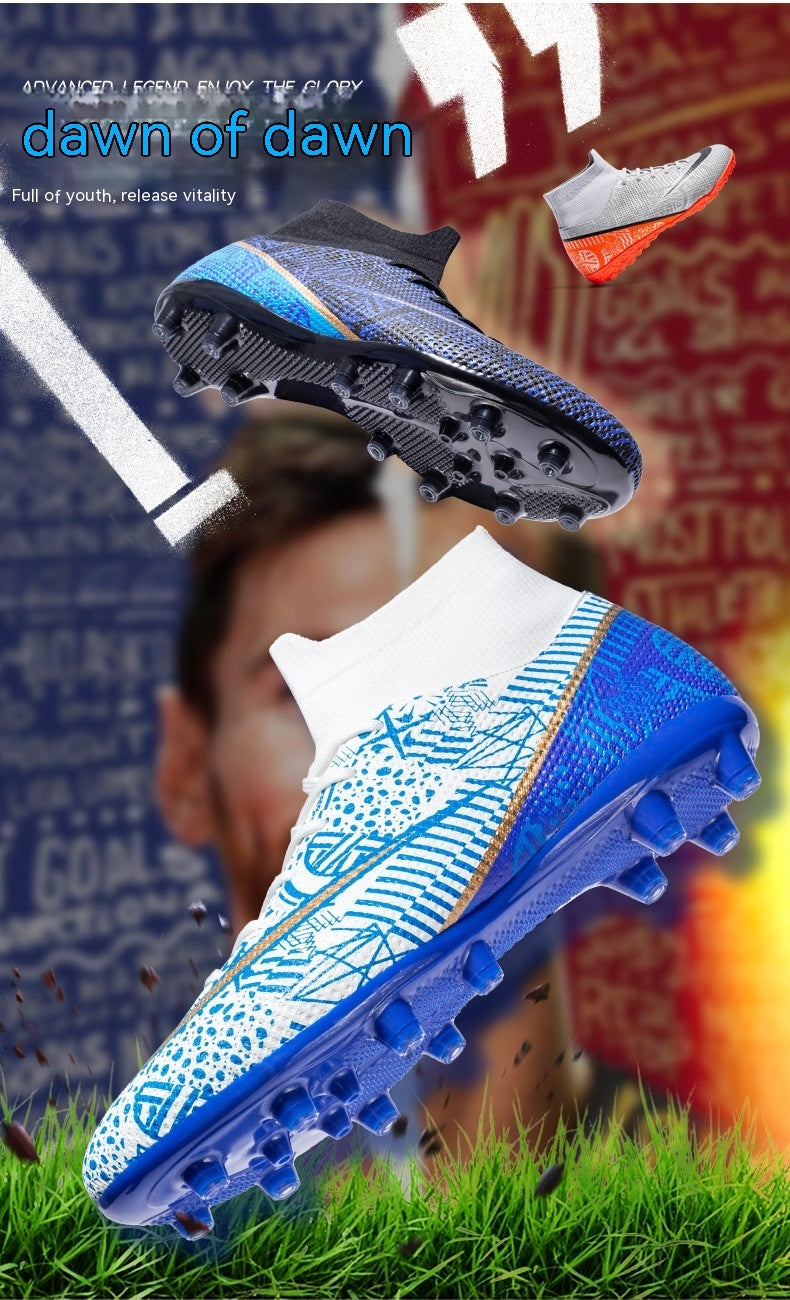 Nuevas zapatillas de fútbol transpirables deportivas de caña alta para terreno firme