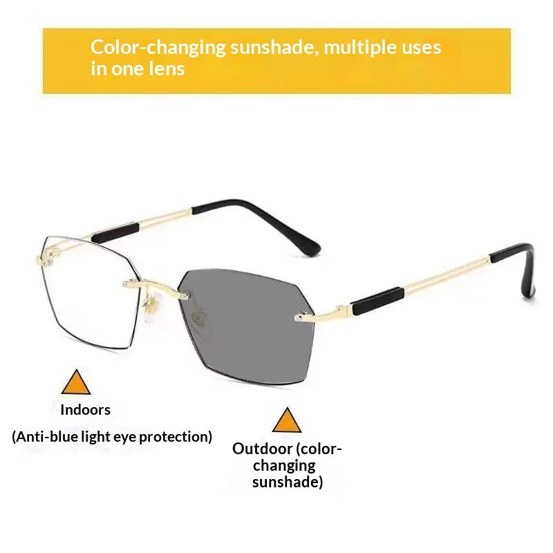 Gafas bifocales para hombre con lentes que cambian de color sin marco