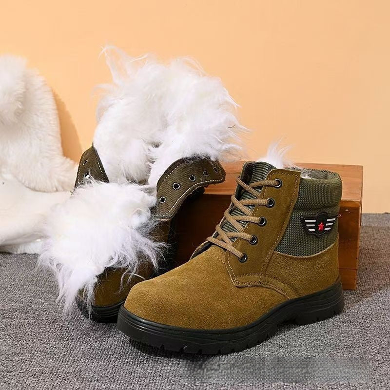Botas térmicas de algodón con ribete de piel de oveja para hombre
