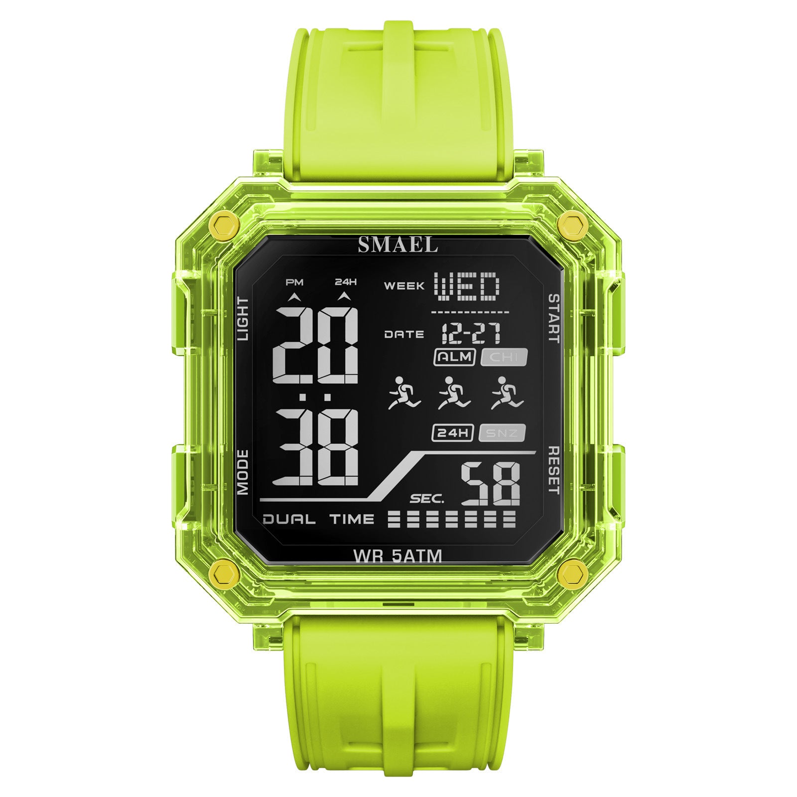 Reloj deportivo con alarma y cronómetro de moda informal para estudiantes.