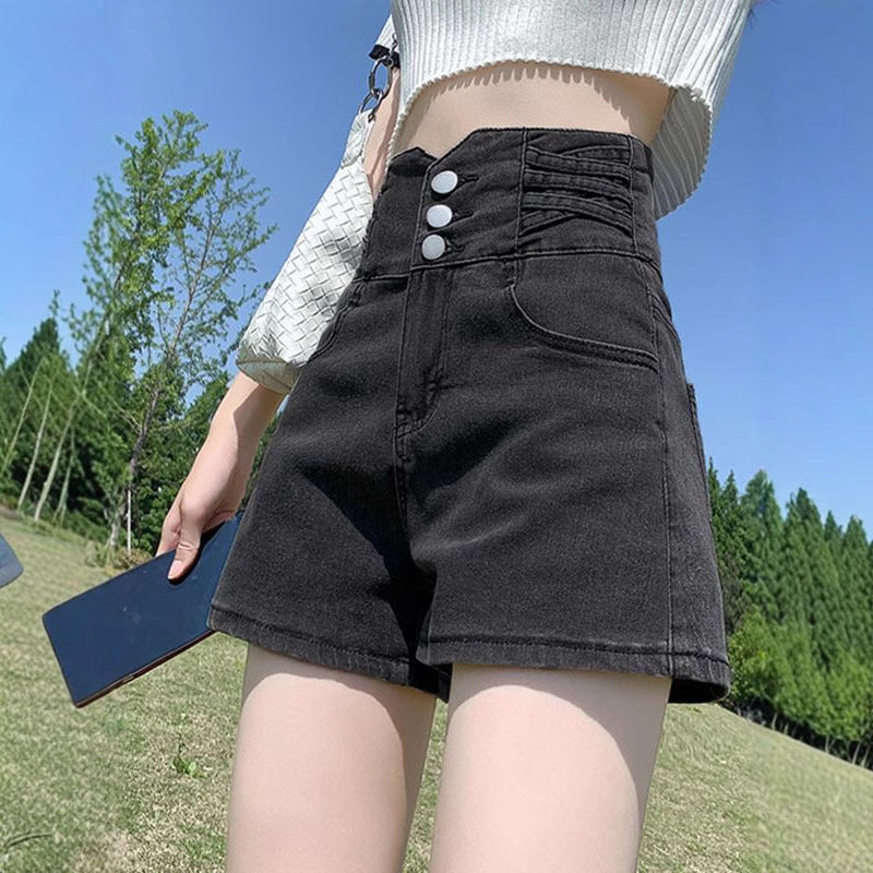 Shorts vaqueros retro de cintura alta para mujer