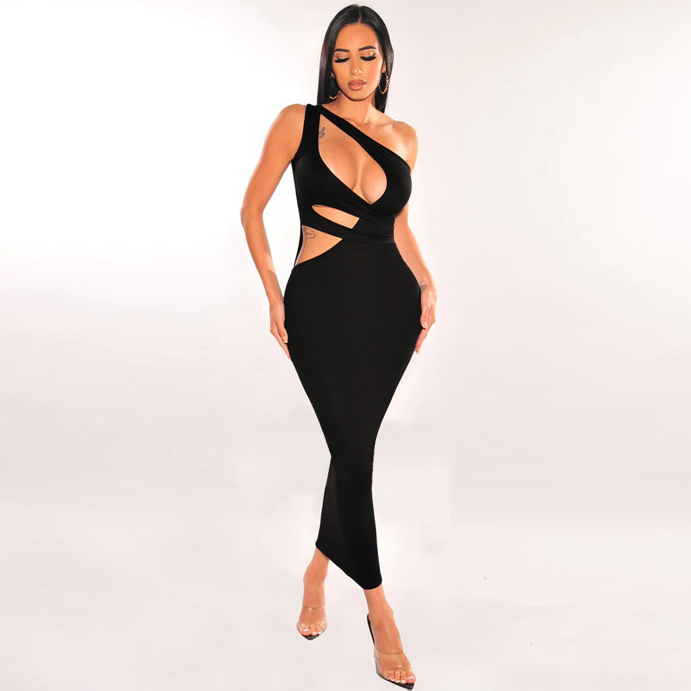 Vestido irregular con hombros descubiertos para mujer