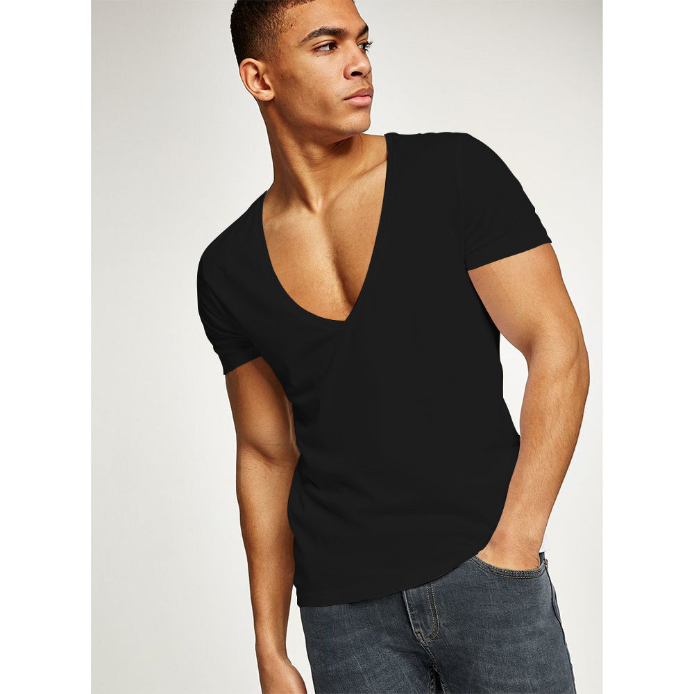 Camiseta de cuello en V profundo para fitness, deportes y ocio 