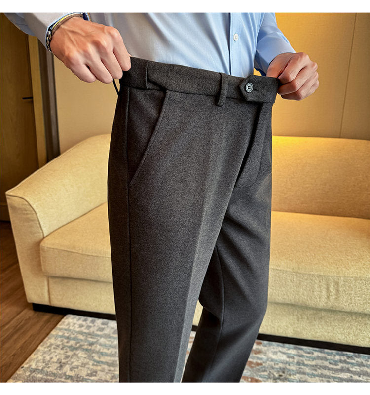 Pantalones de lana gruesos y cálidos con cintura elástica invisible para hombre
