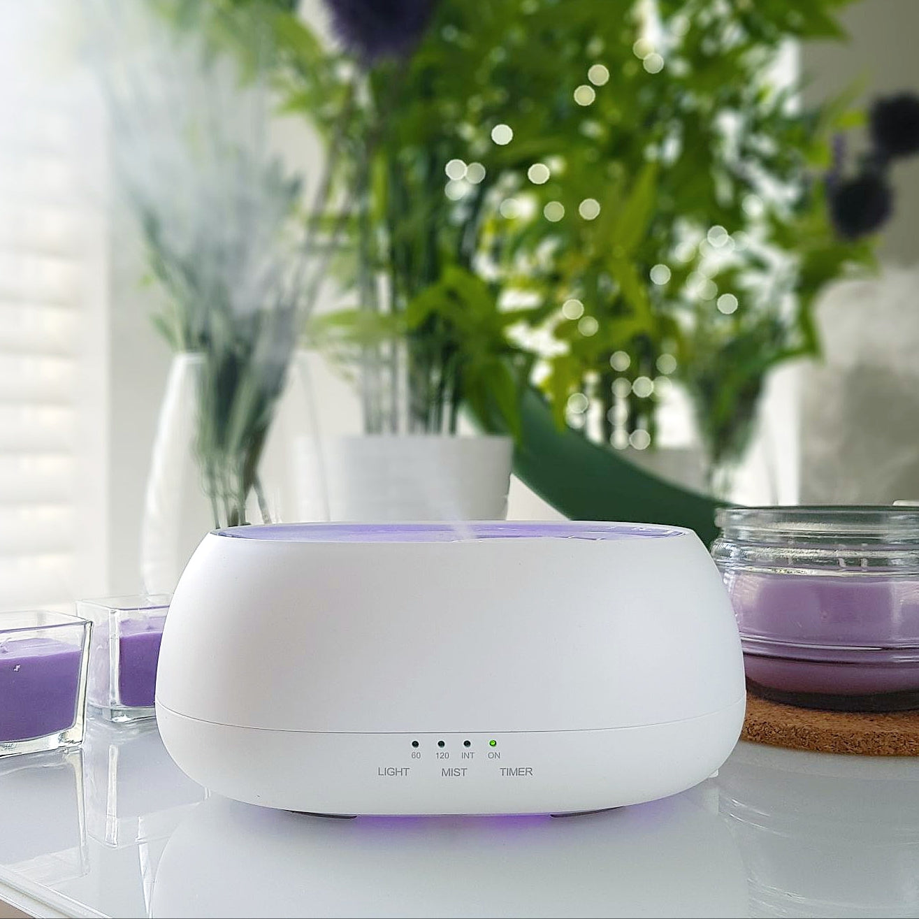 Difusor de aroma HOMEFISH de 500 ml, humidificador ultrasónico con luz colorida y aceites esenciales para el hogar.
