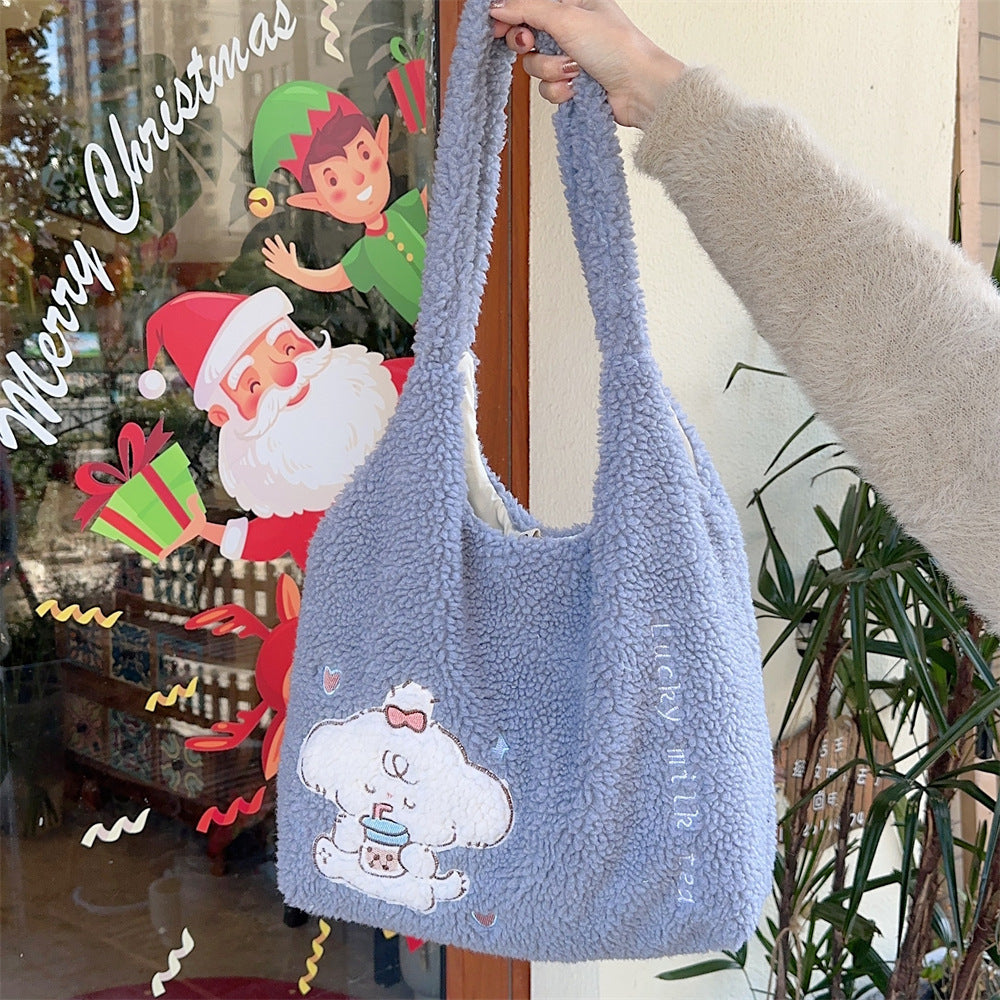 Bolso de hombro de felpa estilo coreano para mujer otoño-invierno