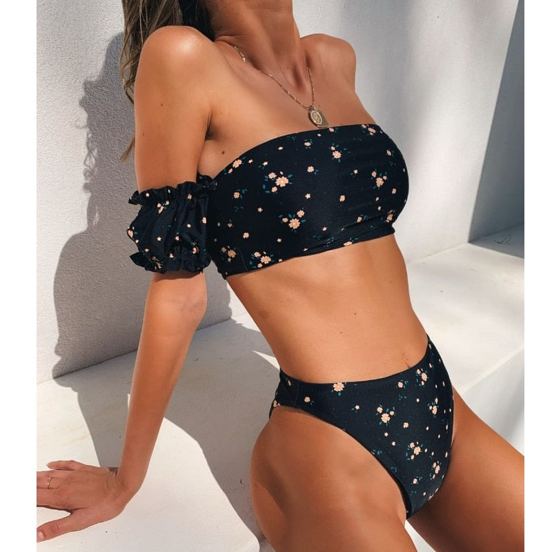 Floral Print Bikini Set Women Two Piece Swimsuit Tropical Beach