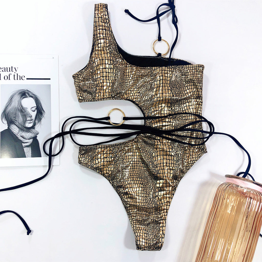Snake Print Bikini Set Women Two Piece Animal Pattern Swimsuit Beach